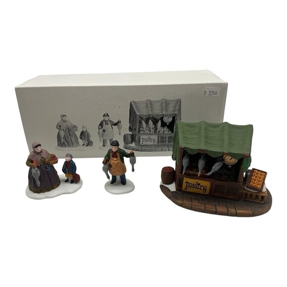 Dept. 56 Heritage Set of 3 Poultry Market #5559-0 Porcelain Village Accessory - Picture 1 of 12
